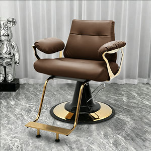 Fauteuil de barbier hydraulique noir, mobilier de salon, fauteuil en cuir PU, base ronde, repose-pieds pliable - Product Image 6