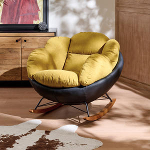 เก้าอี้โยกทรงหอยทากทันสมัย เก้าอี้โซฟาเดี่ยวสำหรับห้องนั่งเล่น ระเบียง เก้าอี้พักผ่อนแบบเอนได้ โครงสร้างแข็งแรง ดีไซน์ปรับเอนได้ - Product Image 5