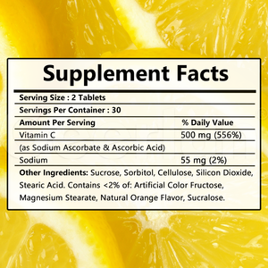 Comprimés à croquer de vitamine C saveur orange, soutien immunitaire et antioxydant, personnalisés OEM - Product Image 4