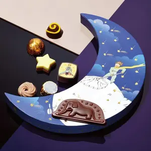 食品糖果礼品巧克力糖果包装盒蓝月亮纸零食松露巧克力12马卡龙盒