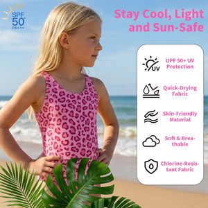 Maillot de bain une pièce pour filles, sans manches, imprimé léopard, pour la plage, la piscine, les vacances d'été, pour les jeunes - Product Image 2