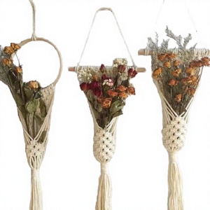 <b>Boho</b> Macrame Still Life Dried Flower <b>Wall</b> <b>Hanging</b> Handmade Cotton Rope Flower Holder Nordic Rustic Home Decor <b>Wall</b> Basket Living - Product Image 3