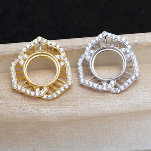 Support vide pour pendentif en perle en argent S925, 11,7-11,9 mm, pour sertissage Rose Mabei, composant de bijouterie - Product Image 1