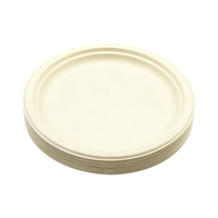 Assiette jetable biodégradable en bagasse de qualité supérieure, ronde, naturelle/blanche, à compartiments, 6/7/9/10 pouces