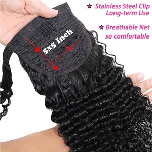 Extensiones de Cola de Caballo Rizadas Onduladas de 14 Pulgadas, 8A, Estilo Chino, Negras, para Mujer, con Clip, Doble Trama, Remy, Gruesas, de Aspecto Natural - Product Image 2