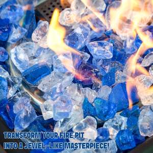 Hochglänzendes Meerblau Eisklar Zerkleinertes Feuerglas Natürliches Propan-Feuerkorb Solide Landschaftsgestaltung & Kamin Dekorative Glassteine - Product Image 2