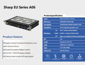 YUHUA 2024 Intel Gen 12th CPU I7/i5 DDR5 Iris Xe Graphics 4 écrans 4K Affichage Compatible Win Computer 180*119*30mm <span class=keywords><strong>OPS</strong></span> Mini PC - Product Image 3