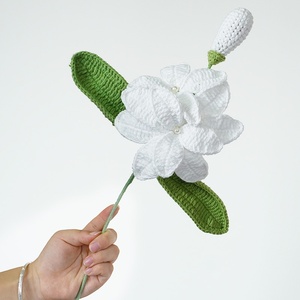 Qianzhiyu fait à la main <span class=keywords><strong>fil</strong></span> de coton tricoté <span class=keywords><strong>Magnolia</strong></span> artificiel Bouquet de mariage Design décontracté fleurs décoratives plantes fleur - Product Image 4