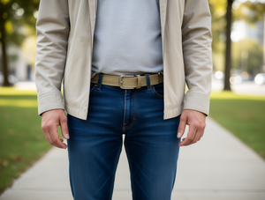 Cintura Elastica Intrecciata da Uomo 3.5x125cm, Colore Kaki, Fibbia in Lega, Stile Casual - Product Image 2