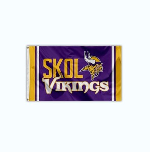 ธง <span class=keywords><strong>SKOL</strong></span> ไวกิ้งส์มินิโนเสต้าแบบกําหนดเองคุณภาพสูง 3x5 ฟุต - Product Image 1