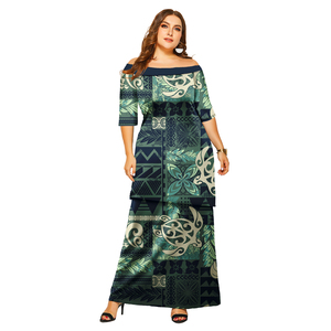 Drop Shipping Ensemble personnalisé polynésien Samoan Puletasi ensemble de jupes et haut à demi-manches de style tropical hawaïen <span class=keywords><strong>2</strong></span> pièces - Product Image 4