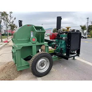 Tree branch crusher wood chipper with conveyor belt diesel engine wood chips Electric used small wood chipper