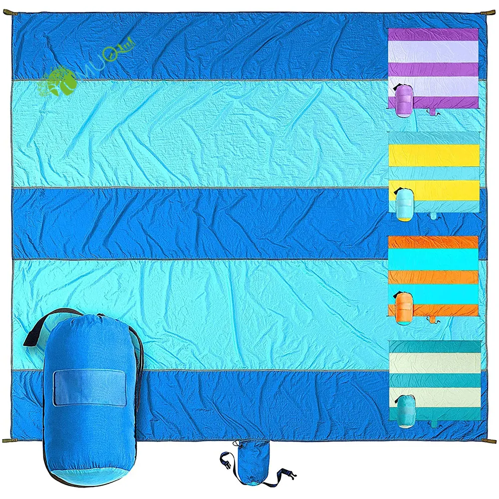 Пляжное одеяло YumuQ, 10 футов на 9 футов, для 2-8 взрослых, пляжный коврик, аксессуары с 4 стойками и 4 угловыми карманами