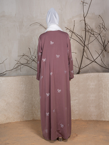 Vêtements pour femmes, best-sellers, Abaya brodée, Hijab, robe musulmane, kimono, Eid, manches longues, ample, ensemble Abaya arabe de Dubaï - Product Image 4