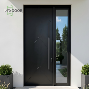 Деревянная входная дверь из массива дерева с односторонним пристенным окном, звукоизоляционная, для дома, из красного дерева или дуба - Product Image 3