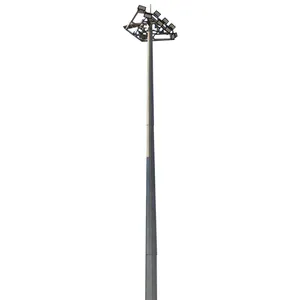 12m mid hinged galvanized steel power pole street light pole with single or double arm