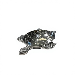 Tazón de Metal con Forma de Tortuga, Hecho a Mano, Pulido, Decorativo, para Servir Frutas, Nueces, Bocadillos, Decoración de Mesa para el Hogar, Tazón Plateado - Product Image 1