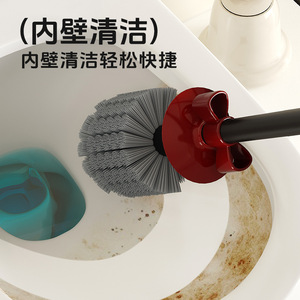 Vintage Style Toilet Brush Long Handle Nylon Bristles For Toilet Cleaning Red White Color Plastic Material - Product Image 3