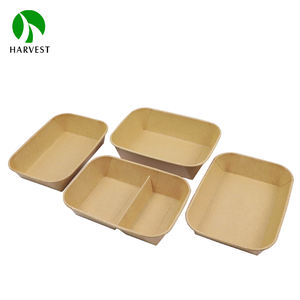 2 תא נייר takeawway ארוחת צהריים מיכל טוגו חד פעמי מלבן קופסה עם מכסה - Product Image 2