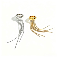 Gaovo Boucles d'oreilles manchette longues tendance haut de gamme pour femme, style européen et américain, avec pampilles, en acier inoxydable inaltérable, design de niche