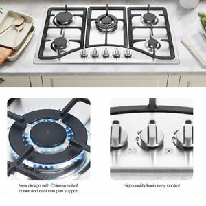 Table de cuisson gaz/électrique à 5 brûleurs intégrés avec grille carrée sur plaque de cuisson <span class=keywords><strong>en</strong></span> verre trempé pour usage domestique et hôtelier – Vente chaude usine - Product Image 4