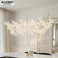 Lampes suspendues en cristal LED personnalisées avec hauteur réglable pour restaurant et salon - Blanc chaud
