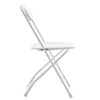 Chaise pliante en métal à dossier plat, en plastique blanc, empilable, pour jardin extérieur, mariage, événement, à prix réduit