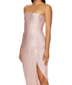 Abito Lungo da Donna in Raso con Spacco Laterale Alto e Allacciatura Posteriore Personalizzato - Product Image 4