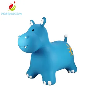 Hot Selling Eco-friendly PVC Material Inflatable Jumping Blue Hippo Inflatable Animals With Logo Imprinted