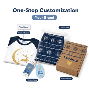 Pyjamas de Noël personnalisés pour toute la famille, ensemble de vêtements de détente à manches longues et col raglan pour enfants et adultes, livraison directe, MOQ 1 - Product Image 4