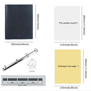 Porte-documents en cuir souple <span class=keywords><strong>classique</strong></span> noir format A4 avec logo personnalisé pour le bureau, organiseur de portefeuille, classeur à 4 anneaux pour hommes - Product Image 3