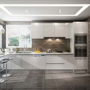 Ensembles complets d'armoires de cuisine modulaires modernes avec construction en MDF, comptoirs en marbre/feuille de placage, robinet inclus - Product Image 6