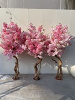 Künstliche Kirschblütenbäume aus Holz, Rosa-Weiße Plastik-Kirschblüten, Dekorative Blumen, Kränze und Pflanzen