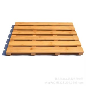 แผ่นรองอาบน้ำไม้ไผ่ทรงสี่เหลี่ยมผืนผ้า กันลื่น สไตล์มินิมอล สีธรรมชาติ - Product Image 4