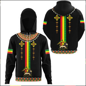 Ghetta stampata con cappuccio Vintage tribale da uomo Custom nere taglie forti con cappuccio felpa Casual con cappuccio - Product Image 1