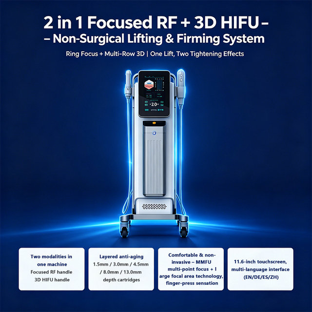 7D 12D MFU Rf 2 in 1 Ultra Lifting 3D HIF Focused RF Skin Tightening & Rejuvenation Machine for Face & Body Face Clean Machine