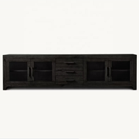 Moderne wohnzimmermöbel braun 4 glastüren 3 schubladen langer fernsehtisch tv-schrank fernsehtisch
