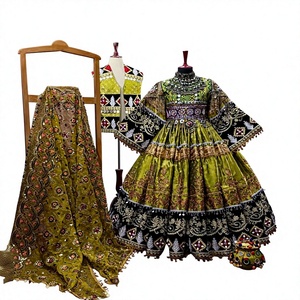 Vestido Afgano Verde Pistacho de Manga Larga con Espejos, Traje Maxi para Fiesta de Boda Afgana, Vestidos Casuales para Mujer - Product Image 1