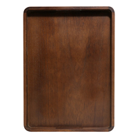 Plateaux de service décoratifs en bois d'acacia avec poignées pour le déjeuner, le dîner, les apéritifs, la terrasse, le pouf ou la table basse