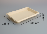 Plateau carré jetable en pulpe de bagasse pour desserts et sushis, robuste, 100 % biodégradable, pour aliments, fruits et restaurants