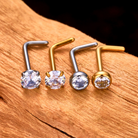 Kaishee ASTM F136 Titane Doré Zircon Cubique Piercing de Nez 20G Cristal pour Narine et Cartilage Bijou Corporel pour Femmes et Enfants