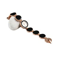 Montre-bracelet élégante pour femme avec bracelet en céramique perlée ronde, montre à quartz pour femme