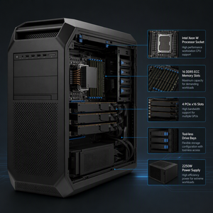 เวิร์กสเตชัน Z8 Fury Tower Xeon W DDR5 PCIe 5.0 สำหรับงานวิศวกรรม AI การเรนเดอร์  กำหนดค่าเองได้ 1 ความหนาแน่นของคอมพิวเตอร์แบบซ็อกเก็ตเดี่ยวพร้อม u - Product Image 2