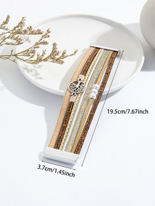 Wholesale Copper Tube Magnetic Buckle Multilayer Life Tree <b>Leather</b> <b>Bracelet</b> Jewelry for Women - Product Image 4
