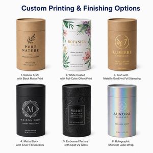 LNMEA Botanica Vanilla Green Parfum <b>Corrugated</b> <b>Paper</b> Tube Packaging Embossed Gold Foil Design Recyclable Craft <b>Paper</b> Cylinder - Product Image 5