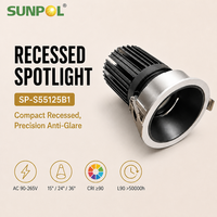 Spot LED Encastrable Dimmable 8W 12W CRI90 Anti-éblouissement Orientable, Découpe 55mm pour Carrelage, Showroom, Galerie, Éclairage Mural