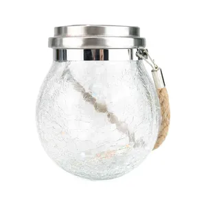 Lampes solaires suspendues Crackle Glass Ball Jar Lights For Yard Garden Lawn Lampes solaires décoratives