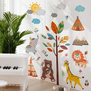 Pegatinas de Pared de Animales de Dibujos Animados, Papel Tapiz Decorativo para el Hogar, Pegatinas de Pared de PVC - Product Image 2