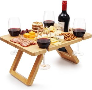 <span class=keywords><strong>Table</strong></span> <span class=keywords><strong>de</strong></span> pique-nique à vin portable <span class=keywords><strong>Table</strong></span> <span class=keywords><strong>de</strong></span> plateau <span class=keywords><strong>de</strong></span> collation à champagne pliable avec 5 porte-verres à vin Idéal pour les pique-niques en plein air <span class=keywords><strong>Camping</strong></span> Plage - Product Image 1