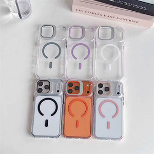 เคสโทรศัพท์ใสแบบแม่เหล็กหลากสี TPU+อะคริลิค พร้อมขาตั้งแม่เหล็กสำหรับ IP17 16 15 14 13 12 11 - Product Image 1